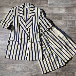 Jennifer Eden Jacket Womens 7/8 Nautical Shorts Blazer Set Coastal VTG